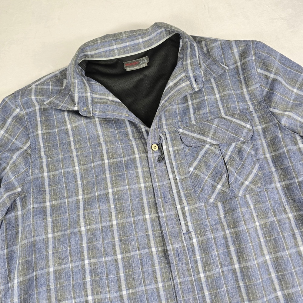 Wrangler Outdoor Men's Regular Fit Plaid Long Sleeve Button Up‎ Shirt Large